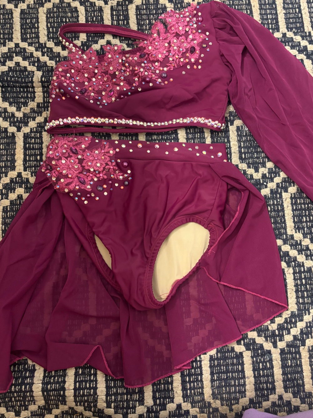 Custom two piece lyrical costume in Merlot